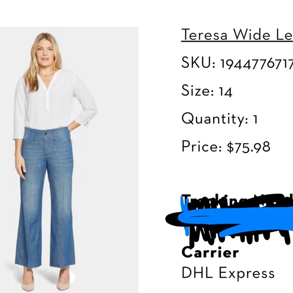 LIGHTWEIGHT WIDE LEG HIGH WAIST NYDJ 14 - Picture 5 of 5